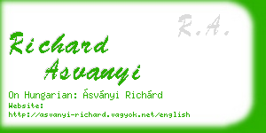 richard asvanyi business card
