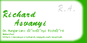 richard asvanyi business card